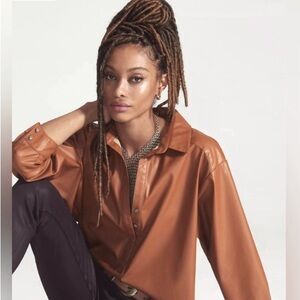 Anthropologie NWOT Leather Top S